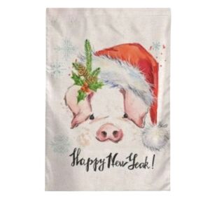 Happy New Year pig garden flag
